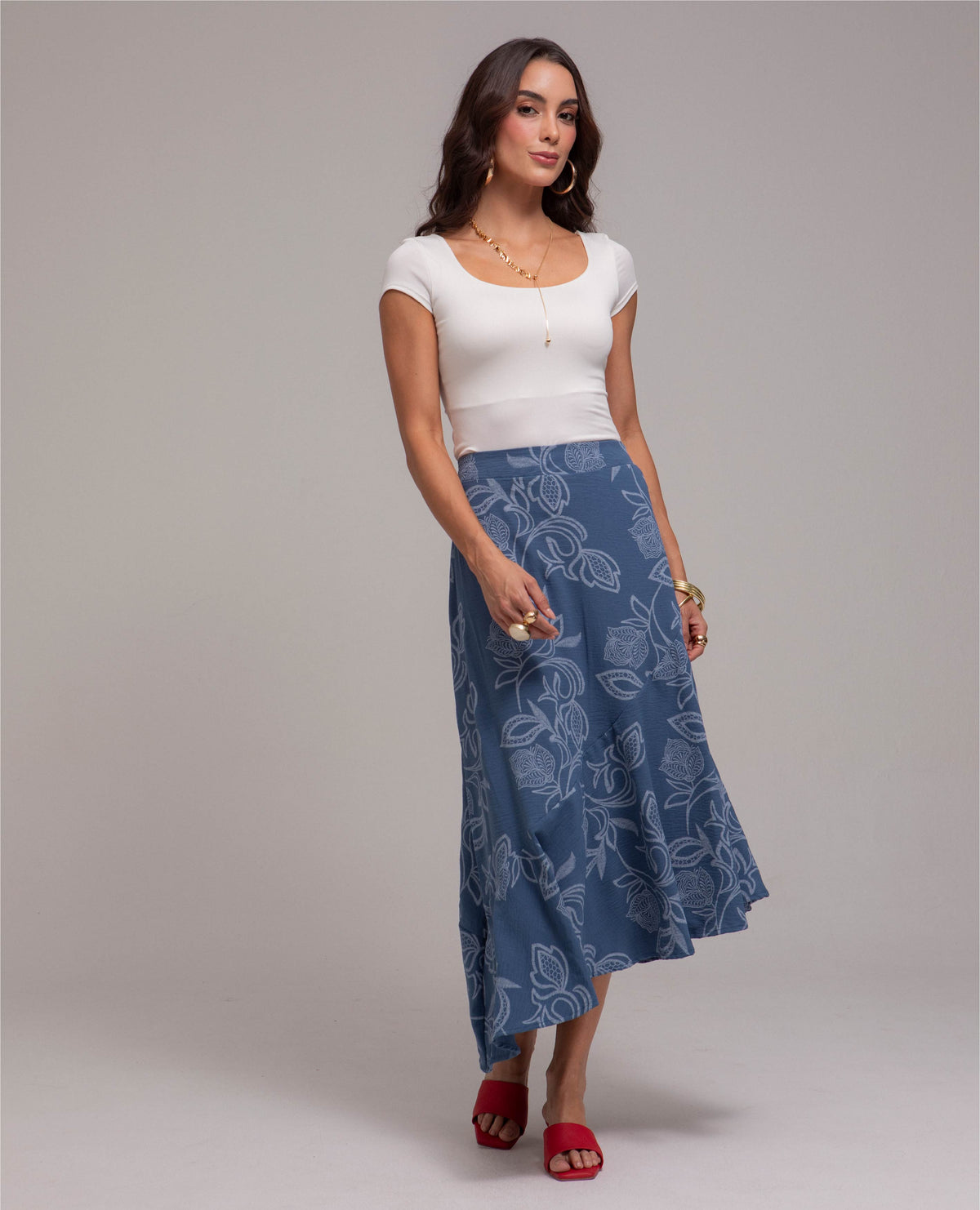 FALDA LARGA PARA MUJER ESTAMPADA ASIMETRICA CON BOLERO Adrissa | Ropa para mujer Faldas