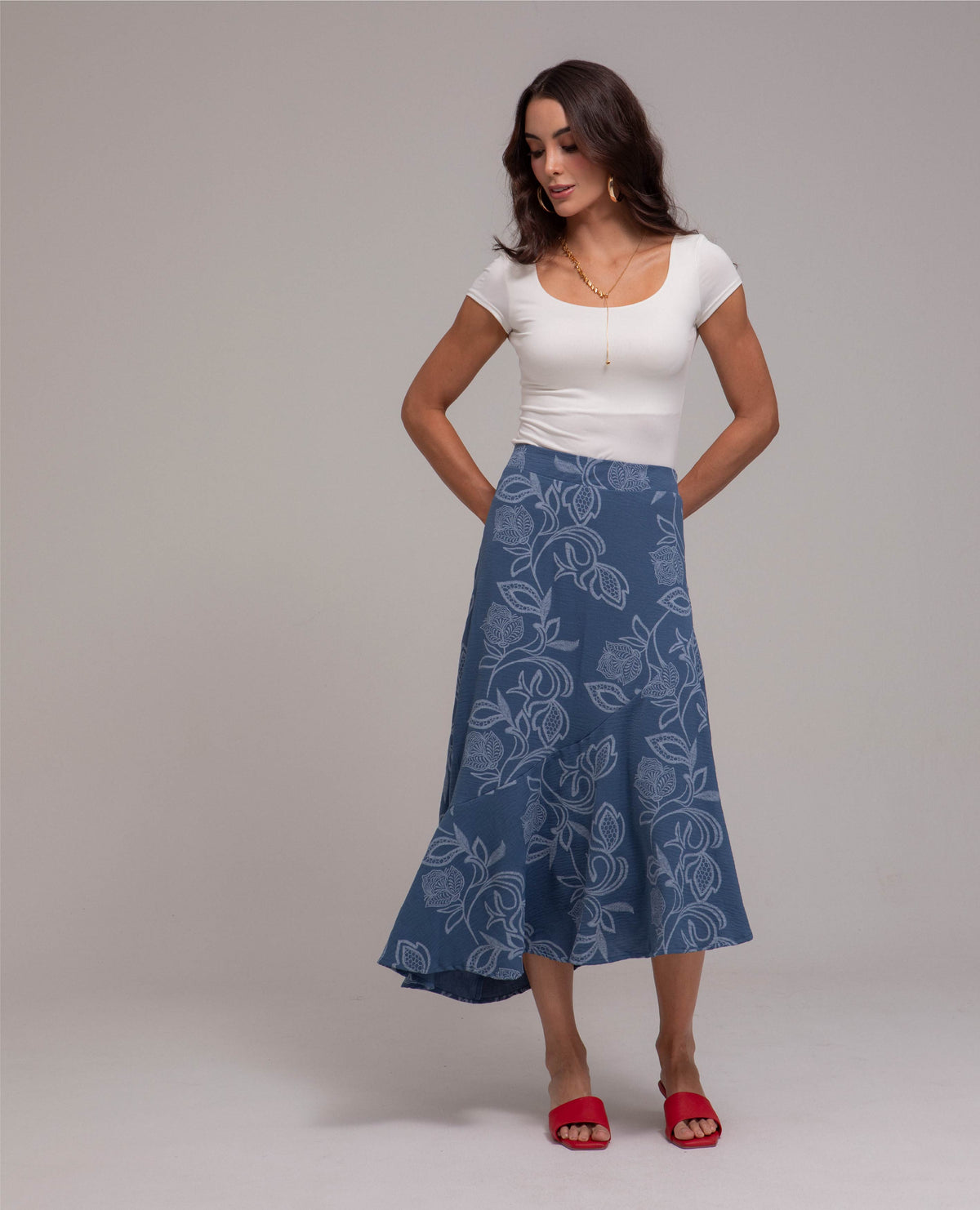 FALDA LARGA PARA MUJER ESTAMPADA ASIMETRICA CON BOLERO Adrissa | Ropa para mujer Faldas