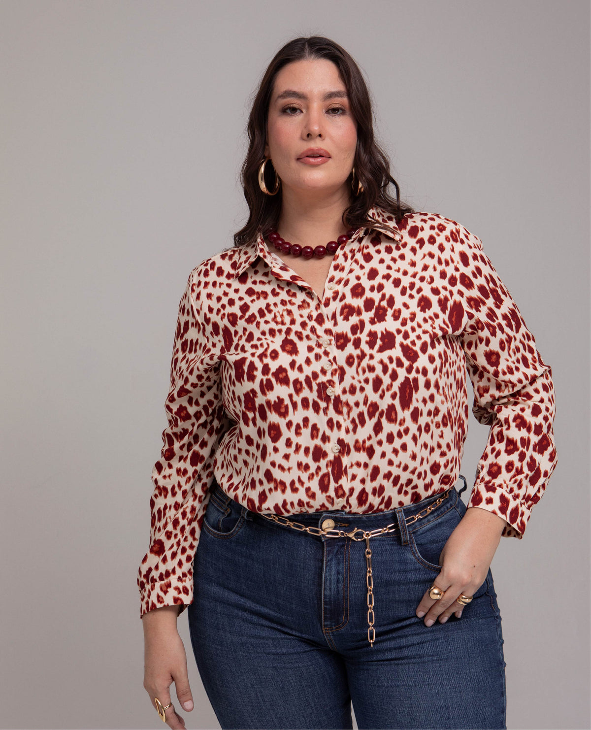 CAMISA MANGA LARGA TALLAS GRANDES ESTAMPADO ANIMAL