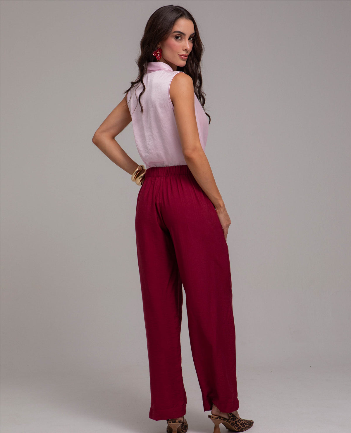 PANTALON WIDE LEG PARA MUJER ELASTICO EN CINTURA Y RUEDO ANCHO