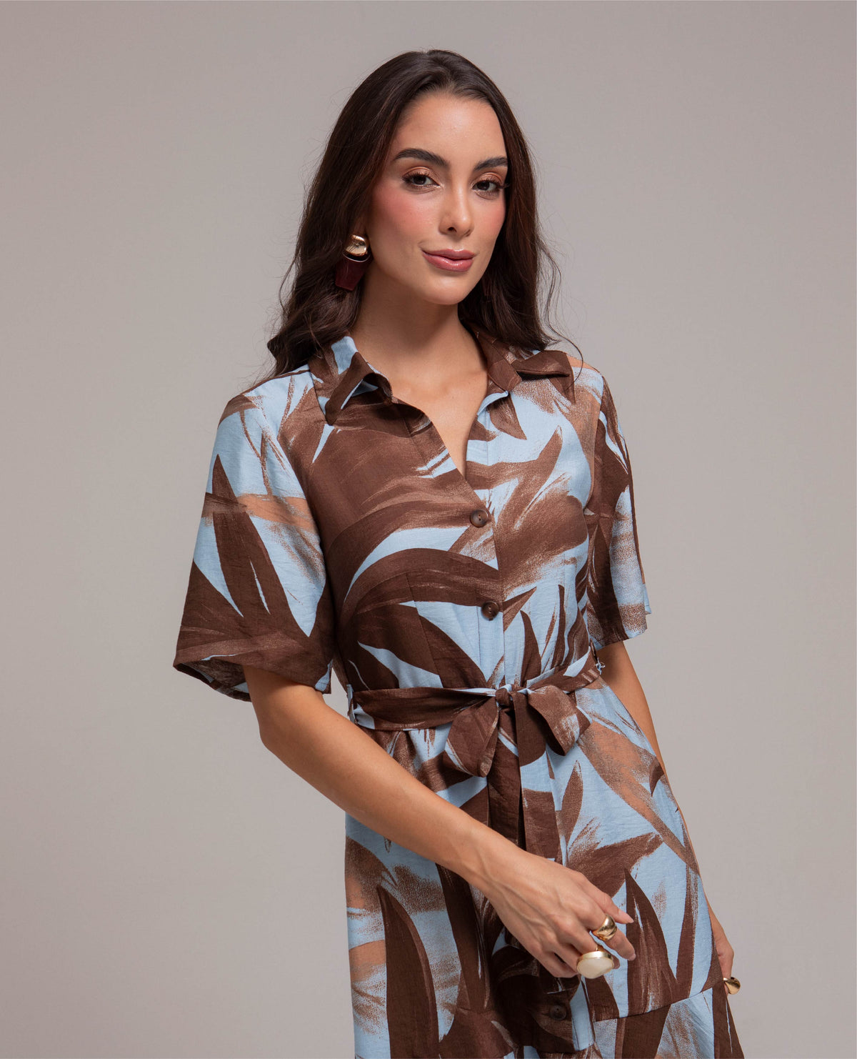 VESTIDO CAMISERO PARA MUJER CORTO ESTAMPADO FALDA CON BOLERO Adrissa | Ropa para mujer Vestidos