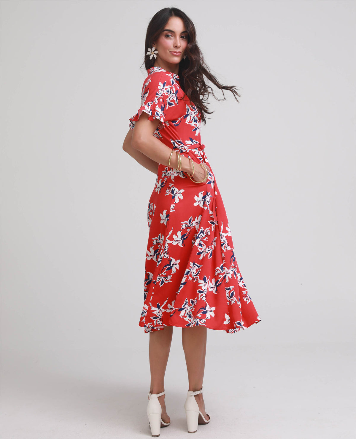 VESTIDO CAMISERO MIDI PARA MUJER ESTAMPADO CUELLO NERU FALDA CON NESGAS Adrissa | Ropa para mujer Vestidos