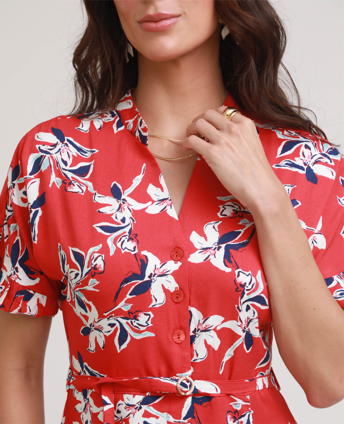 VESTIDO CAMISERO MIDI PARA MUJER ESTAMPADO CUELLO NERU FALDA CON NESGAS Adrissa | Ropa para mujer Vestidos