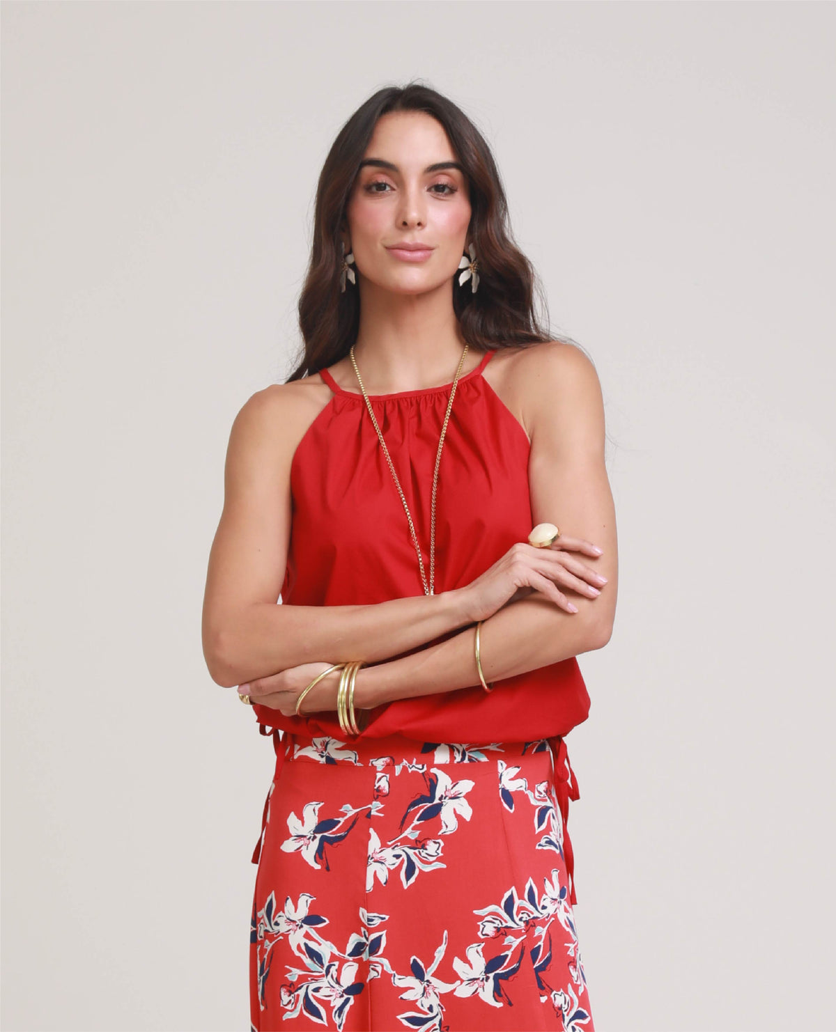 FALDA LARGA PARA MUJER ESTAMPADA EN NESGAS CON ABANICOS Y CREMALLERA EN COSTADO Adrissa | Ropa para mujer Faldas