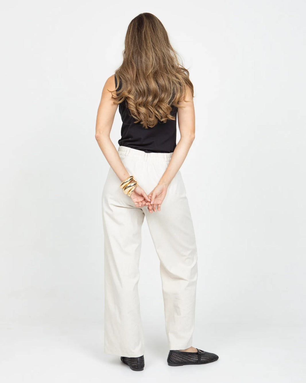 PANTALÓN RECTO PARA MUJER CON BORDADO EN CORDÓN CINTURA CON ELASTICO EN CINTURA 10 BEIGE Adrissa | Ropa para mujer Pantalones