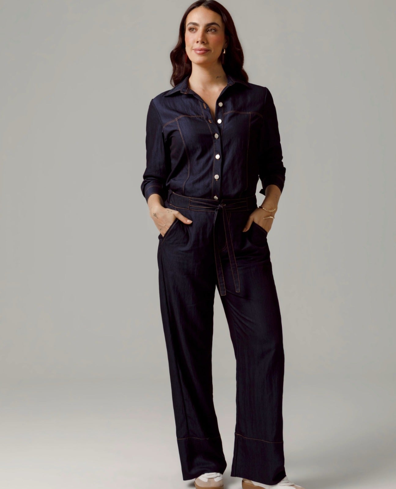 CAMISA MANGA LARGA PARA MUJER CORTES Y COSTURAS EN CONTRASTE Adrissa | Ropa para mujer Camisas