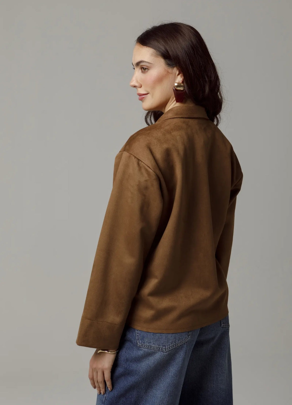 CAMISA EN GAMUZA PARA MUJER MANGA LARGA CON BOTONES METALICOS Adrissa | Ropa para mujer Camisas