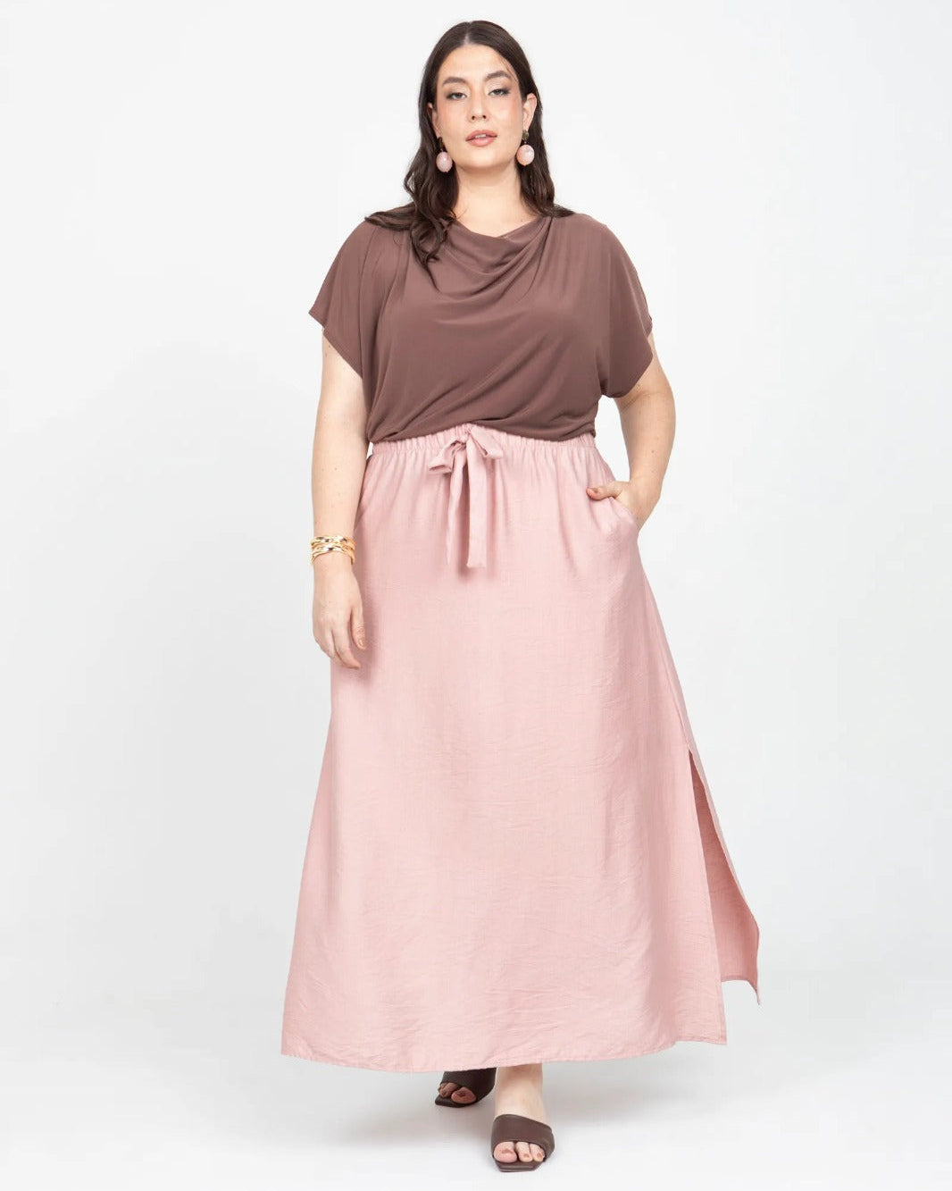 BLUSA DRAPEADA TALLAS GRANDES MANGA INCLUIDA EN TEJIDO DE PUNTO Adrissa | Ropa para mujer Blusas