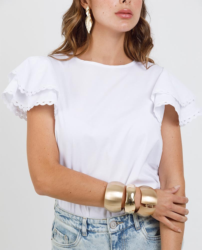 BLUSA BLANCA PARA MUJER CON BOLEROS Adrissa