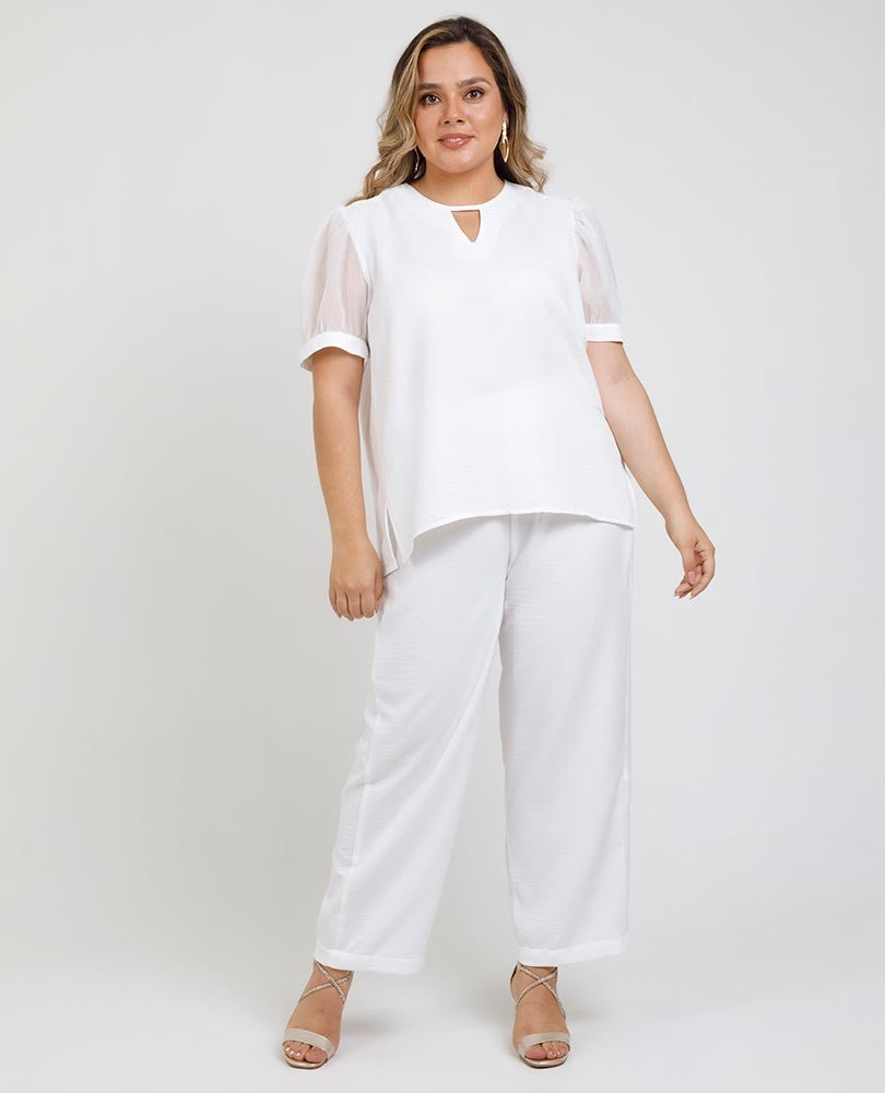 BLUSA BLANCA TALLAS GRANDES MANGA CORTA Adrissa