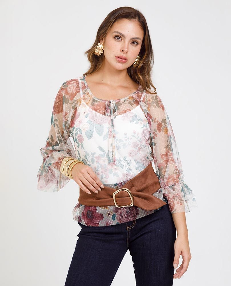 BLUSA BOHEMIA PARA MUJER EN TRANSPARENCIA Adrissa