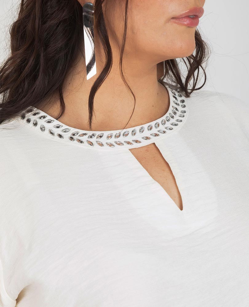 BLUSA CELEBRACIÓN CON APLIQUE TALLAS GRANDES Adrissa