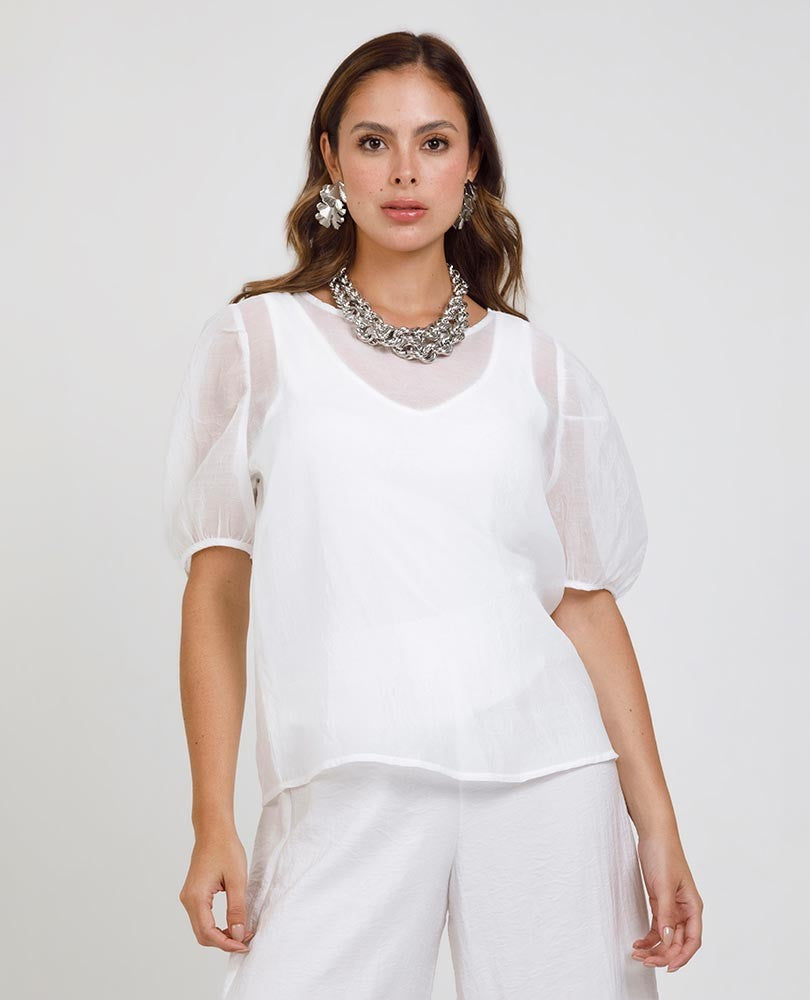 BLUSA CELEBRACIÓN PARA MUJER MANGA CORTA Adrissa