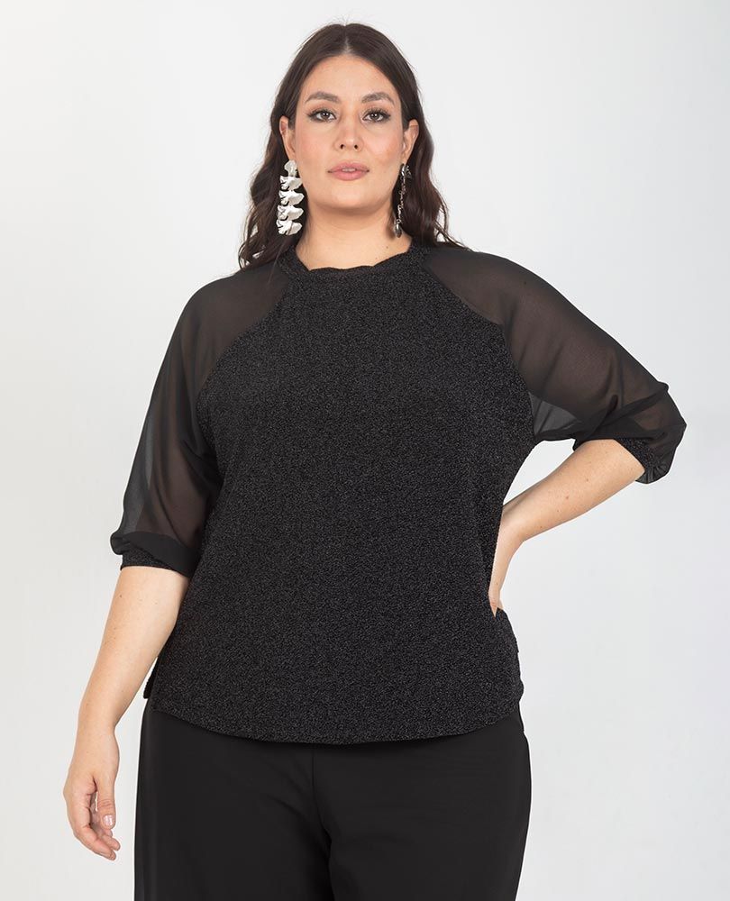 BLUSA CELEBRACIÓN TALLAS GRANDES NEGRA Adrissa