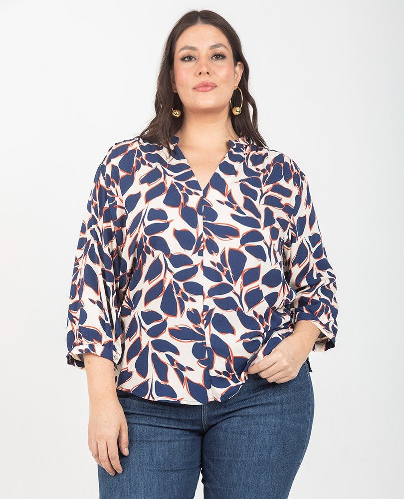 BLUSA CUELLO NERU TALLAS GRANDES ESTAMPADA Adrissa
