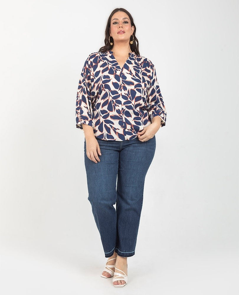 BLUSA CUELLO NERU TALLAS GRANDES ESTAMPADA Adrissa