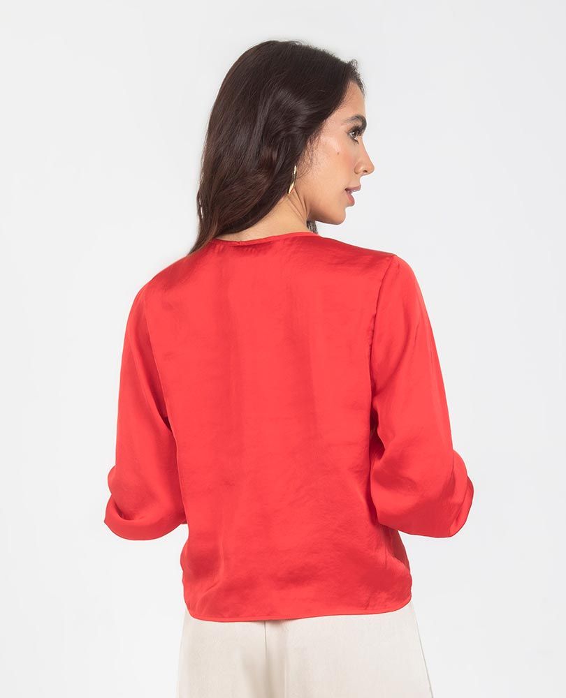 BLUSA DRAPEADA PARA MUJER EN TELA SATIN Adrissa