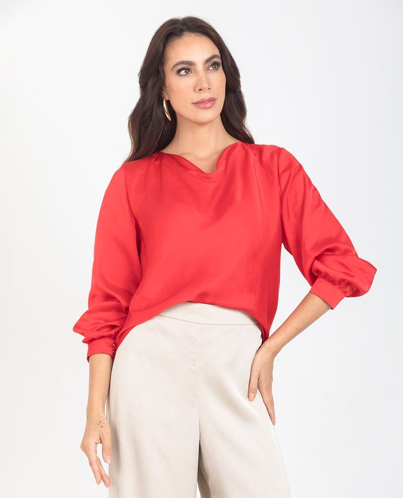 BLUSA DRAPEADA PARA MUJER EN TELA SATIN Adrissa