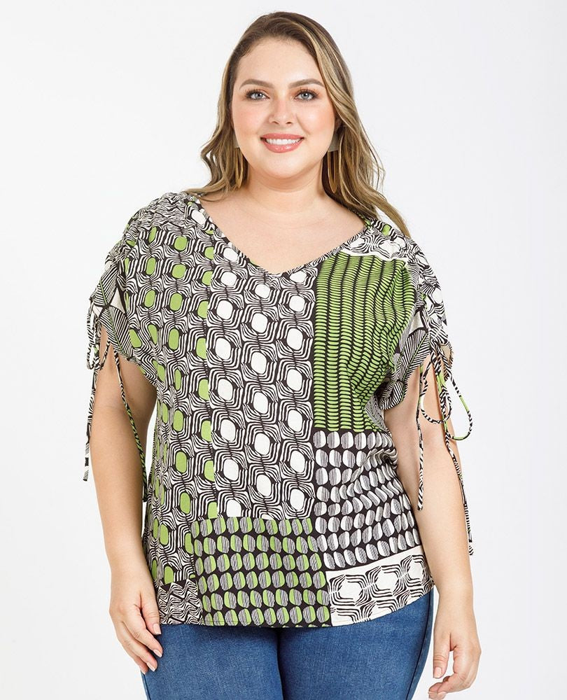 BLUSA ESCOTE V TALLAS GRANDES ESTAMPADA Adrissa