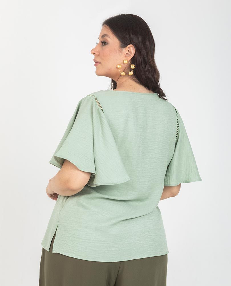 BLUSA ESCOTE V TALLAS GRANDES MANGA Adrissa