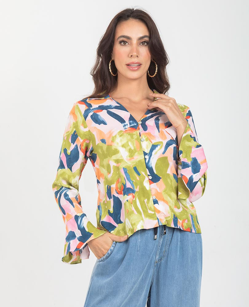 BLUSA ESTAMPADA PARA MUJER MANGA LARGA Adrissa