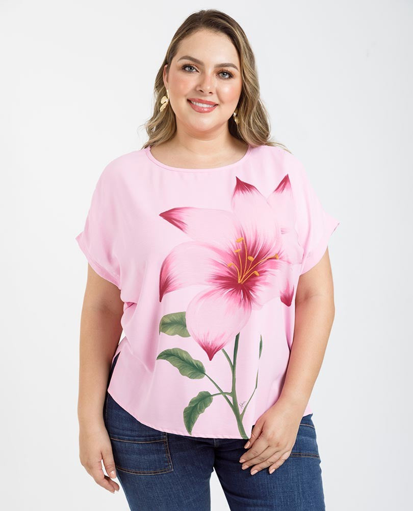 BLUSA MANGA CORTA CON ESTAMPADO FLOR Adrissa