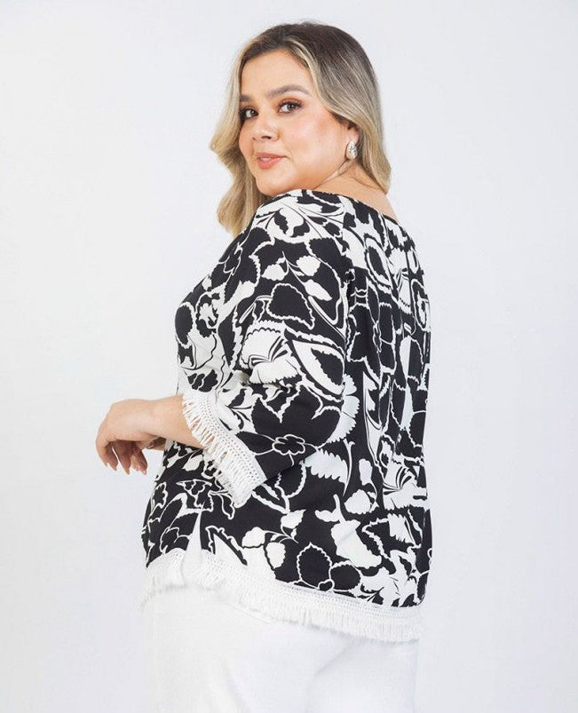 BLUSA MANGA CORTA TALLAS GRANDES ESTAMPA Adrissa