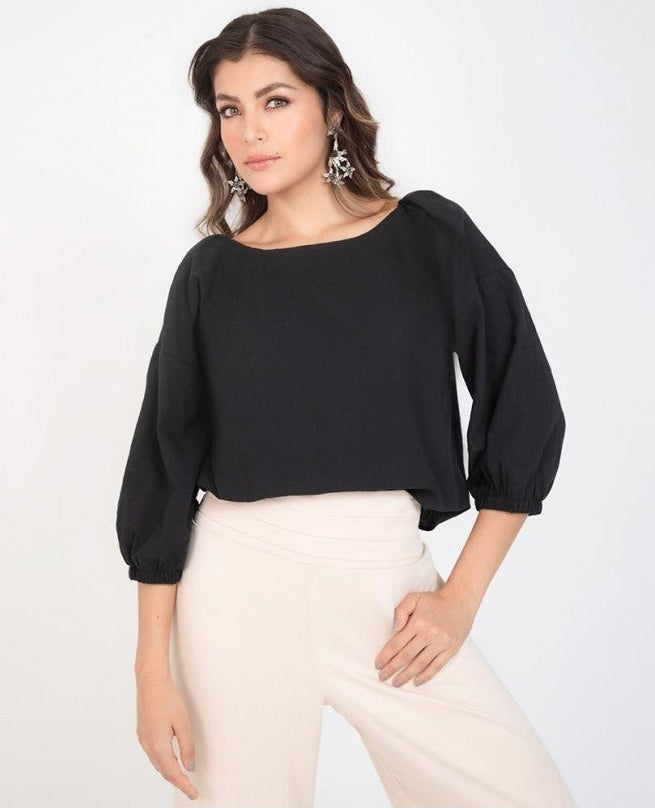 BLUSA NEGRA PARA MUJER EN ALGODON Adrissa