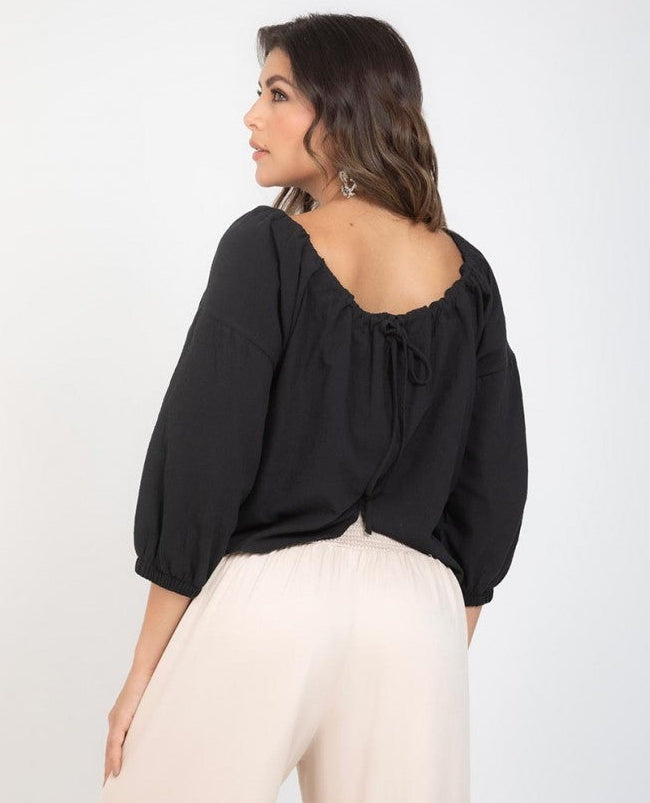 BLUSA NEGRA PARA MUJER EN ALGODON Adrissa