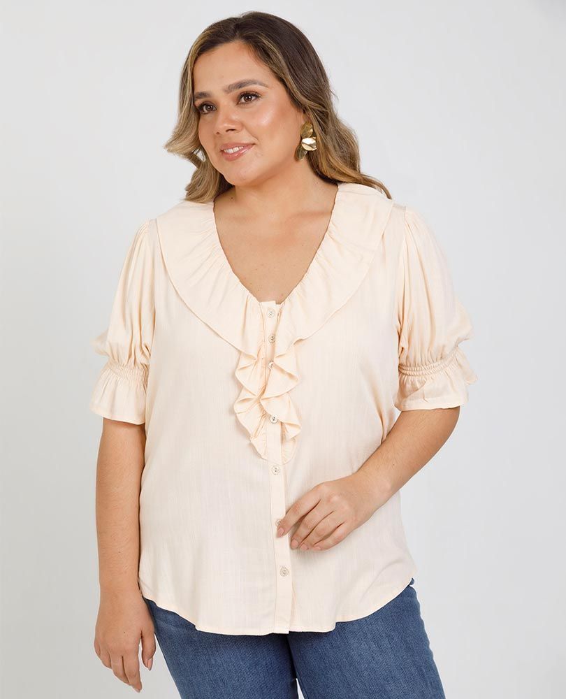 BLUSA ROMANTICA TALLAS GRANDES ESCOTE V Adrissa