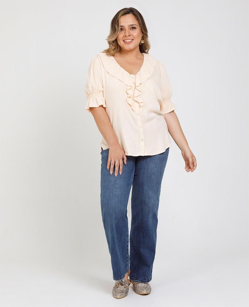 BLUSA ROMANTICA TALLAS GRANDES ESCOTE V Adrissa