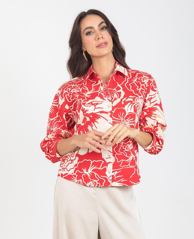 CAMISA ESTAMPADA PARA MUJER MANGA LARGA Adrissa