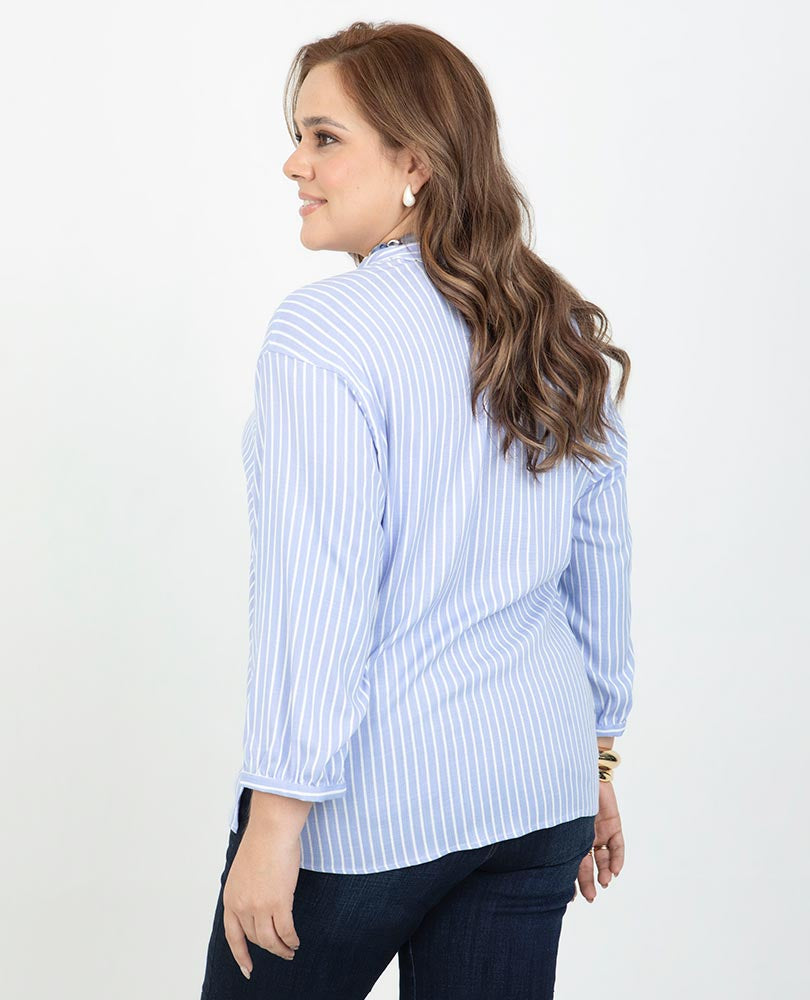 CAMISA MANGA 3/4 TALLAS GRANDES EN RAYAS Adrissa