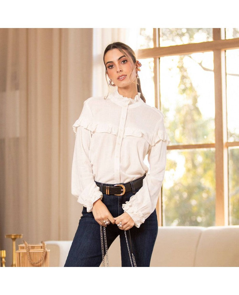 CAMISA MANGA LARGA PARA MUJER CON BOLERO Adrissa