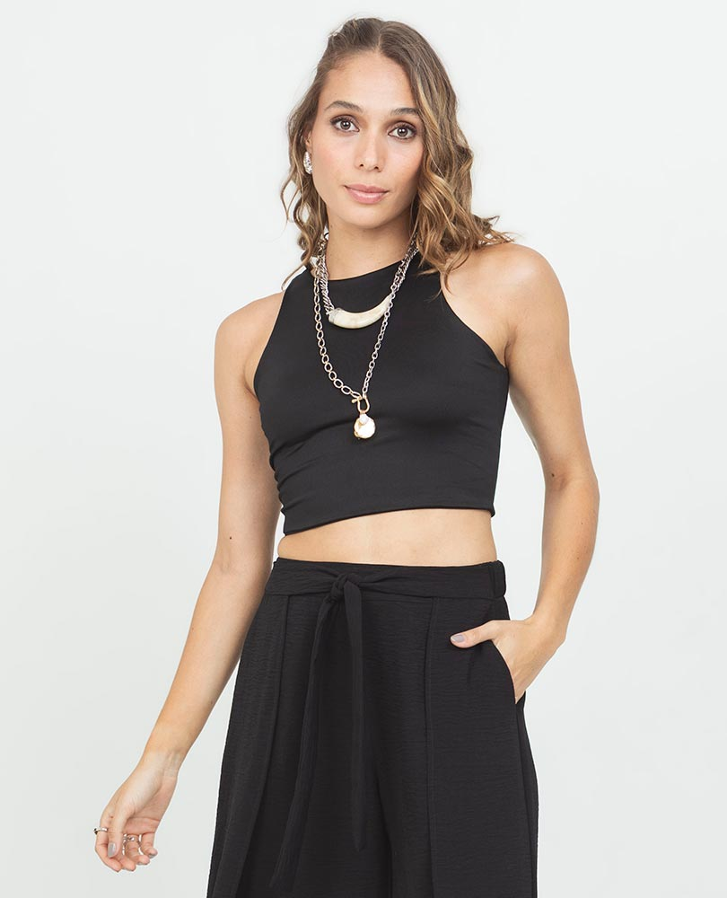 CROP TOP PARA MUJER ESCOTE REDONDO NEGRO Adrissa