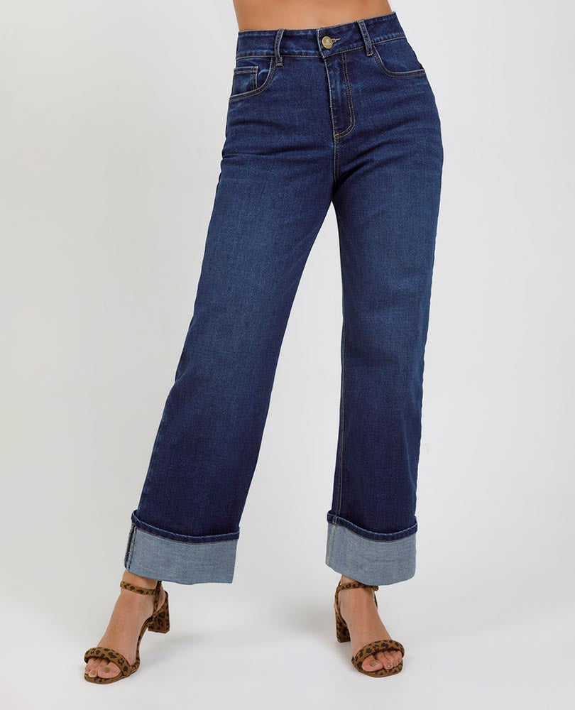 JEAN REGULAR PARA MUJER CON BOTA DOBLADA Adrissa