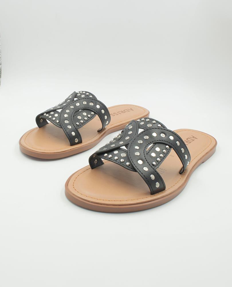 SANDALIA TIRAS NEGRAS Y SUELA MIEL Adrissa