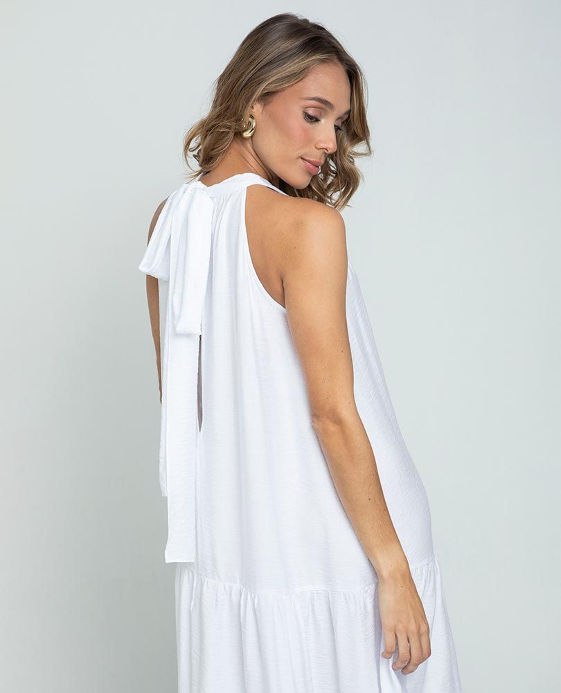 VESTIDO BLANCO PARA MUJER ESCOTE HALTER Adrissa