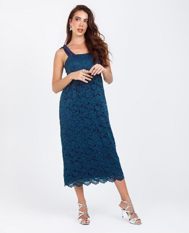 VESTIDO EN BLONDA PARA MUJER CON TIRAS PARA ANUDAR Adrissa