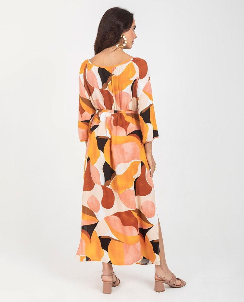 VESTIDO ESTAMPADO PARA MUJER ESCOTE SEMI BANDEJA Adrissa