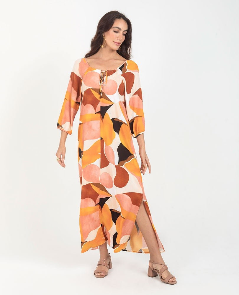 VESTIDO ESTAMPADO PARA MUJER ESCOTE SEMI BANDEJA Adrissa