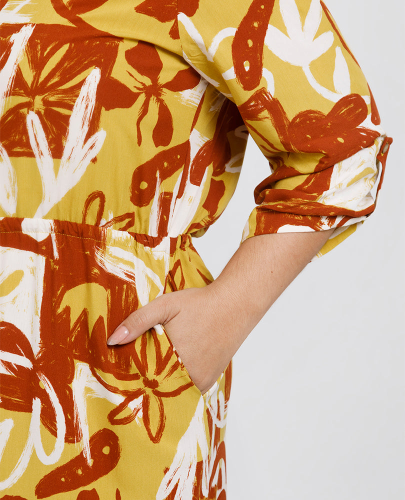 VESTIDO MIDI TALLAS GRANDES ESTAMPADO Adrissa